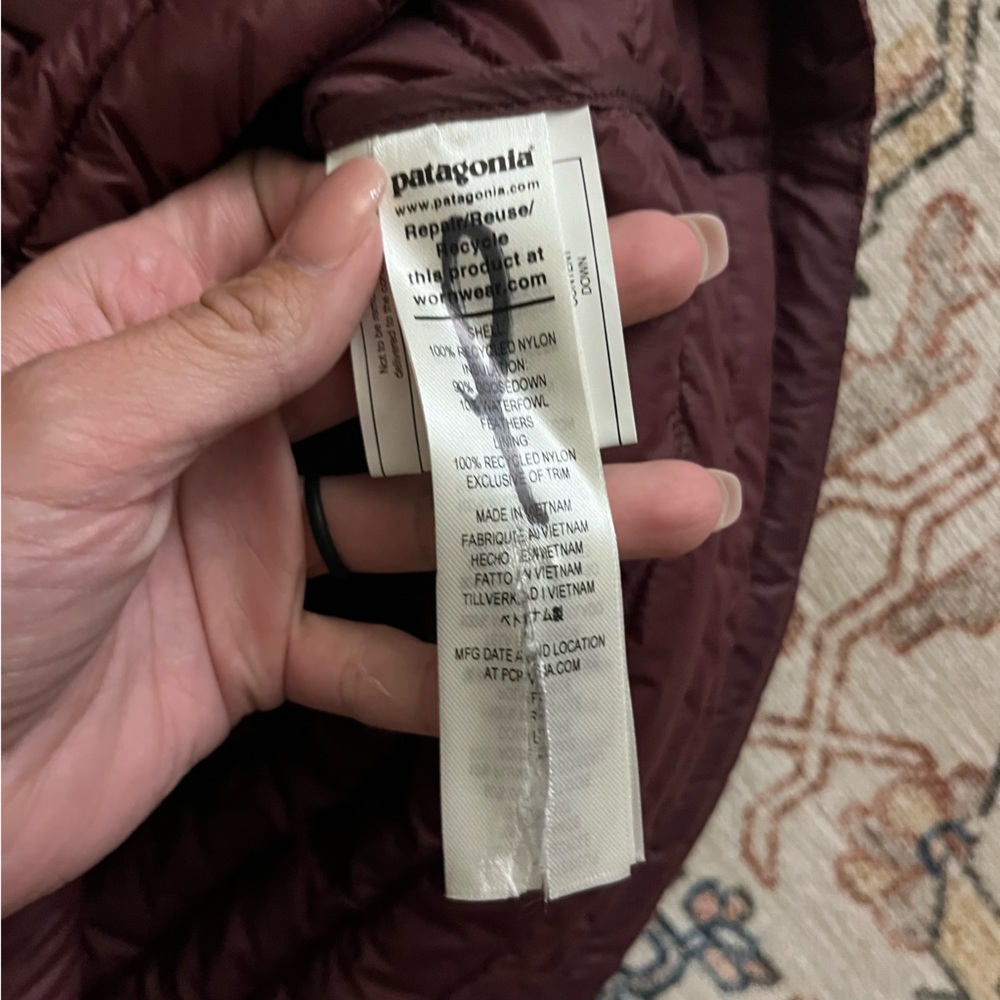 Patagonia Alplight Down Dark Ruby Zip Pullover Nw… - image 5